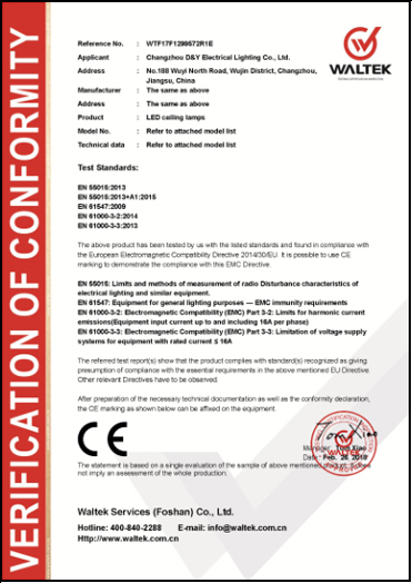 Changzhou D & Y Electrical Lighting Co.,Ltd certificate7