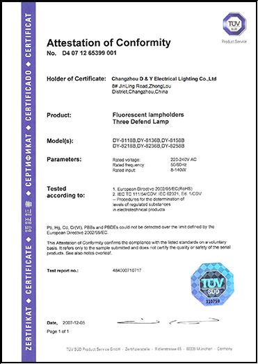 Changzhou D & Y Electrical Lighting Co.,Ltd certificate5