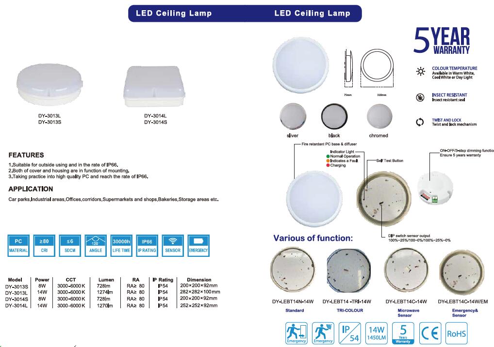 Ceiling Lamp PC material 8W /14W
