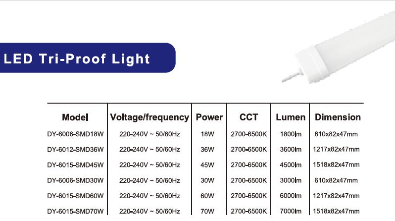 IP65 1.2m 36w Integrated outdoor light 